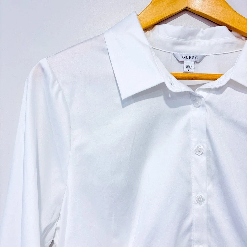 GUESS White poplin button down shirt | Minimalist‎ classic | Large - Picture 4 of 12